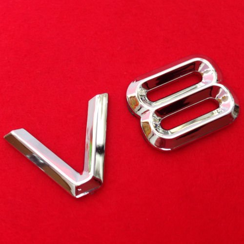 AutoScheich® Emblème V8 chromé avec inscription « V8 » pour voiture, capot et aile, logo 3D Cover
