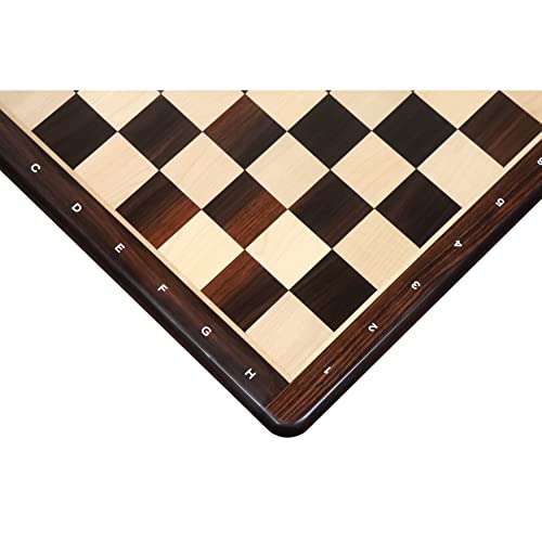 Royal Chess Mall - 19" Flat Chessboard in Rosewood & Maple Wood with Notations -50 mm Square