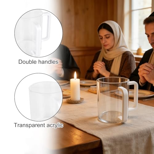 Set 2 vasos para lavado de manos judaicos con asas dobles miniatura 3