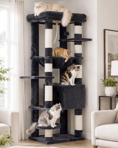Image of Heybly Cat Tree for Large Cats, 20lbs Heavy Duty, 60 inches HCT050G