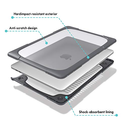 Image of ProCase MacBook Pro 13 Case 2019 /2018 /2017 /2016 Release with /Without Touch Bar A2159 A1989 A1706 A1708, Heavy Duty Hard Shell Protective Cover with Fold Kickstand for Apple MacBook Pro 13 Inch -Grey
