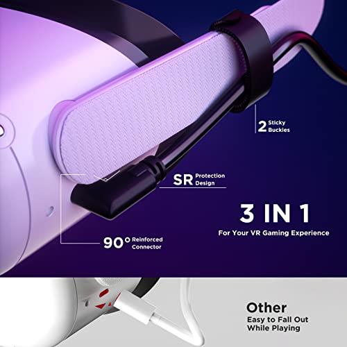 Qwos Link Cable 16Ft For Oculus Quest 2, With Separate Charging Port For Unlimited Playtime, Usb 3.2 Gen 1 High Speed Data Transfer, Vr Headset Cable Accessories For Pc/Steam Vr #TOP7