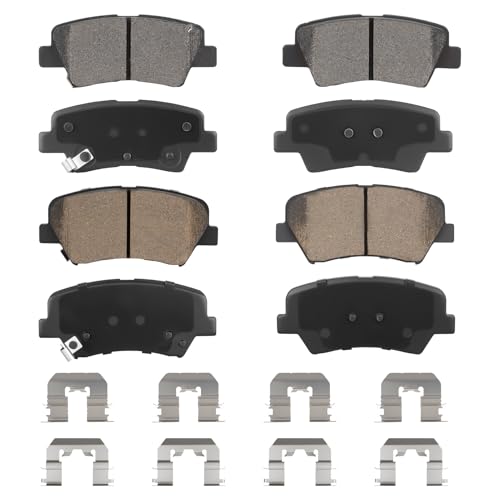 Front Ceramic & Rear Semi-Metallic Brake Pads Set for Hyundai Elantra 2012-2016, Elantra 1.8L 2011-2012, Elantra GT 2013-2016, Veloster 2012-2016, 8PCS