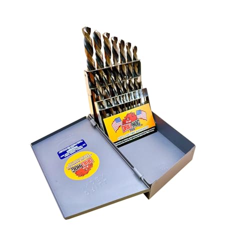 Drill Hog® 15 Pc Left Handed Drill Bit Set Screw Extractor EZ-OUT HI-Molybdenum M7