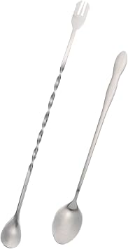 2pcs Stainless Steel Stirring Rods Cocktail Sticks for Drinks Reusable and Cold Heat-Resistant Bar Tools Suitable for Mixing Cocktails and Coffee Silver