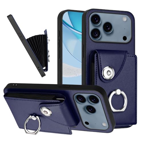 Étui portefeuille iPhone 17 Pro Max LEMAXELERS antichoc bleu YBK à clapet