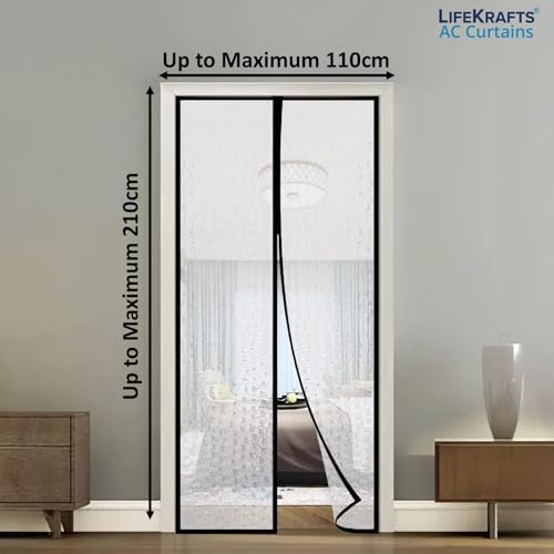 Image of LifeKrafts Customizable Magnetic AC Curtain |Thermal Screen|Insulated|Translucent Bubble Design|Insect & Pest Control|Privacy Screen, Dust, Pollen & Pollution Control Screen, (Upto Maximum 210x110cm)