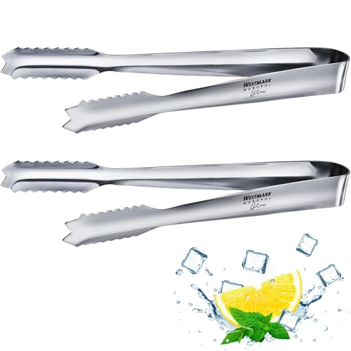 Westmark Eiszange Arctica, 2Stk. – Edle und funktionale Servierzange zum Greifen von Eiswürfeln, Pralinen oder Zuckerwürfeln – Silber, 18cm