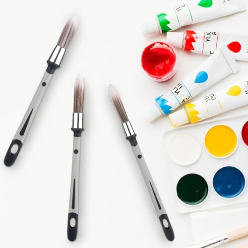 Hsthe Sea 3 Stück Rund Lackierpinsel Spitz Fein Malerpinsel Fensterrahmen Rundpinsel Bogen Ringpinsel Zum Fenstern und Türen Profilen Hauswandkanten Präzise Arbeiten Pinsel