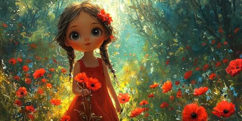 5D Diamond Painting Anime Jeune Fille pour Adulte, Broderie Diamant Ronde Déco Murale 70x140
