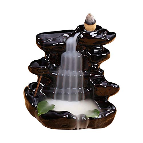 DAJIADS Rückfluss Räuchergefäß,Rückströmung Brunnen Wasserfall Keramik Räucherstäbchenhalter Rücklauf Räuchergefäß Figurine Räucherstäbchen Kegel Inhaber Home Decor Geschenk Dekoration Statue Or Cover
