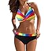Bañadores Cambian De Color Conjunto de Bikini para Mujer, Traje de baño para Mujer, Cintura Alta, Cuello en V, Correas Anchas, Gancho Trasero, Copas Blandas extraíbles