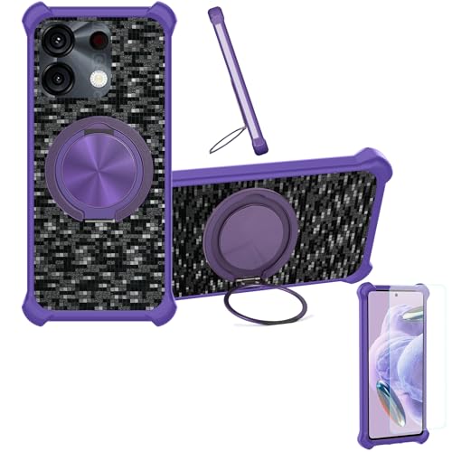 �Ή� Umidigi A16 Pro �P�[�X Phone Case [1�� 9H+�d�x���� �K���X�t�B����][360°��]���X�^���h�A�}�O�l�b�g��]CX-15-ZI