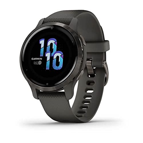 Garmin Venu 2S Smaller-sized GPS smartwatch with all-day health monitoring, Slate Bezel with Graphite Case and Silicone Band (Renewed)