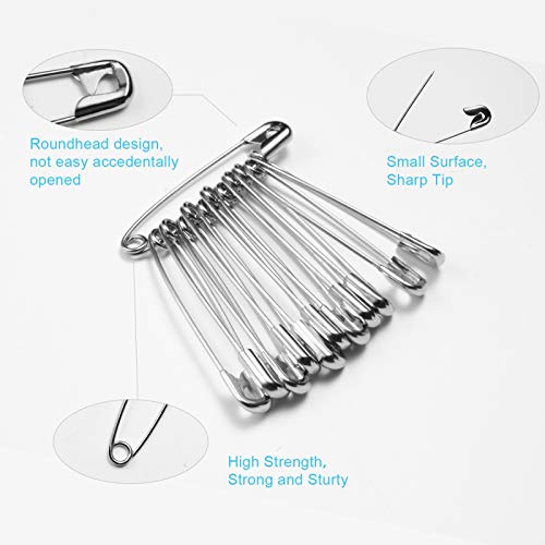 image for YHYZ Safety Pins Assorted Sizes, Heavy Duty Large 2 Inch Safety Pins +