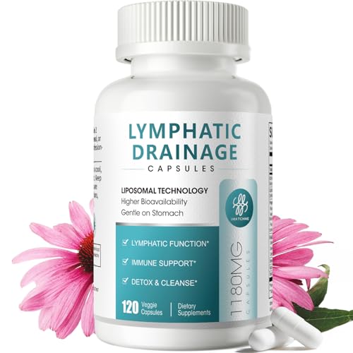 iMATCHME Lymphatic Drainage Supplements for Lymph System Support, Detox & Cleanse, Liver Health,Fluid Balance, Immune Support, Natural Herbal Blends with Echinacea, Liposomal Glutathione, 12