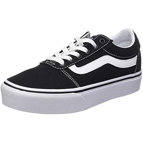 Womens Vans Platform Ward Sneakers, Black & White Cover