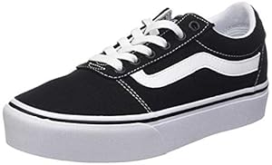 Chaussures Plateforme Femme Vans Ward, Noir Toile Noir Blanc