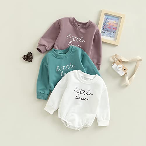 Moreeluck Little Love Baby Boy Girl Fall Outfit Long Sleeve Sweatshirt Unisex Baby Romper Sweater Tops Clothes (C Purple Pink, 6-12 Months) #TOP7