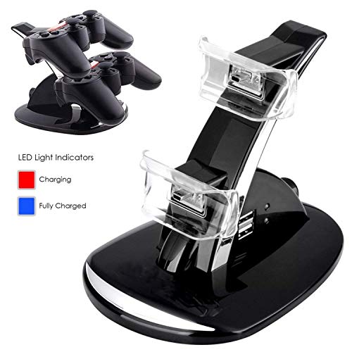 PS3 Controller Charger, Dual USB PS3 Controller Charging Station for Sony Playstation 3 / PS3 Slim / PS3 Controller Charging Dock Stand Station Compatible with PS3