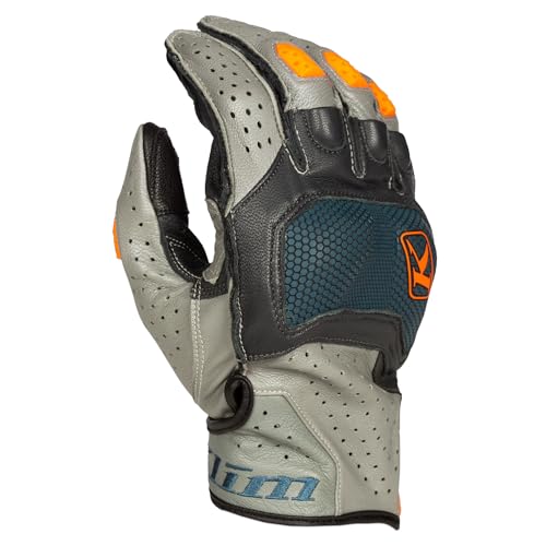 KLIM Mens' Badlands Aero Pro Short Gloves Adventure Motorcycle Gear - Size XL - Petrol - Strike Orange