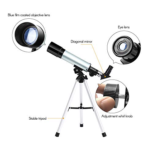 fantaxi Telescópio astronômico Telescópio portátil compacto de ampliação de 90X com tripé ajustável