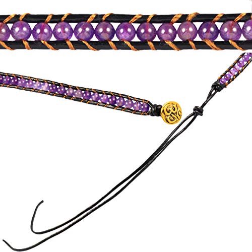 Nupuyai Handmade Leather Beaded Stone Wraps Bracelet Collection For Unisex Amethyst #TOP3