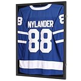 XX Large Football/Hockey Uniform Jersey Display Case frame, UV Protection ULTRA CLEAR, LOCKS (Black)