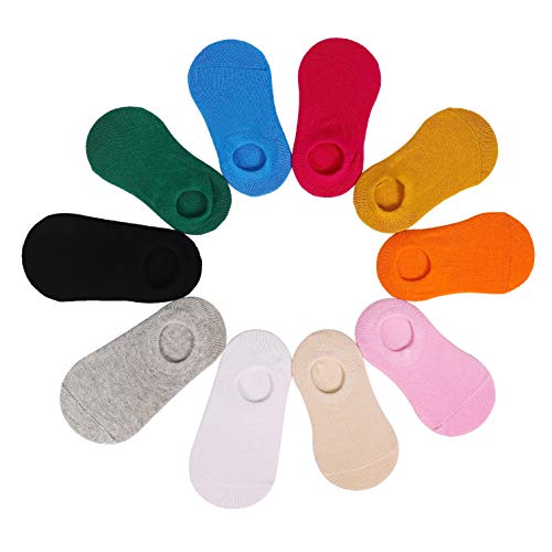 Kids Ankle Socks, Low Cut Cotton Socks Colorful Anti Slip No Show Socks for 2-12 Years Boys Girls, 10 Pairs