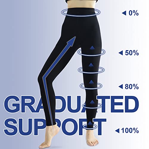 Medical Compression Pantyhose For Women & Men, Opaque Footless Waist High Compression Tights 20-30Mmhg Graduated Support (Black, Xx-Large) #TOP2