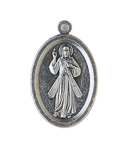 bomap Lot of 6 Religious Medals from Italy - Silver Stone + ring (Divine Mercy)