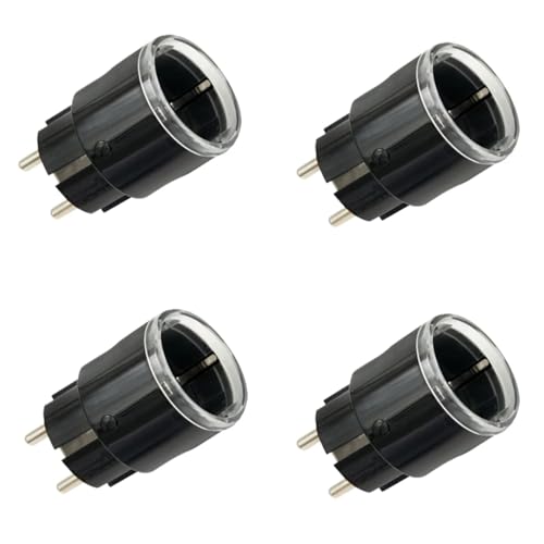 Shelly Plug S Gen3 Schwarz- WLAN Smarte Steckdose, Leistungsmessung, 12A, 2500W, Zeitschaltuhr, Matter-Zertifiziert Stecker, Heizung & Kühlung, Alexa & Google, Kein Hub Erforderlich (4 Stücken)
