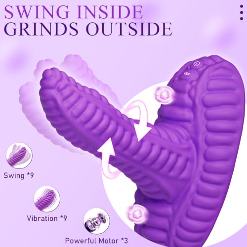 Image of Riding Dildo Vibrator Adult Toy - 360 Swing Dildos Sit-On Grinding Sex Toy, Remote Control Sex Machine with 9 Swings Vibrations for G Spot Anal Clit Stimulation, Adult Sex Toys Games, Purple