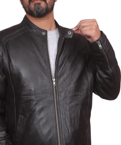 Image of 100% Genuine Soft Sheepskin Leather Jackets for Men, Motorcycle Jacket Mens Winter Jacket, Windproof Mens Coat