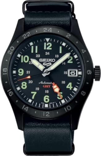 5 Sports Mens Field Deception Automatic GMT Watch , Black, Strap - Seiko SSK025K1