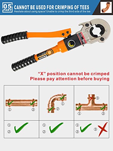 Amzcnc Copper Tube Fittings Pipe Crimping Tool With 1/2",3/4" And 1" Jaw Copper Pipe Propress Crimper Pressing Pliers (Amz-1632Orange) #TOP4