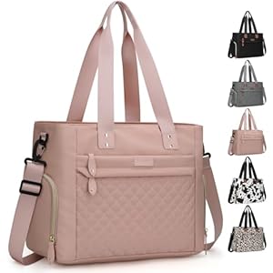 Diaper Bag Tote for Working Mom, Large Travel Diaper Tote for Mom and Dad with 15 Inch Laptop Sleeve, Mommy Maternity Travel Baby Bag for Boys and Girls, Pink