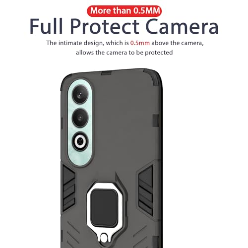 Image of Pikkme OnePlus Nord CE 4 5G Back Cover | D5 Tough Armor Bumper | 360 Protection Case | Ring Holder Stand Case for OnePlus Nord CE 4 5G (Black)