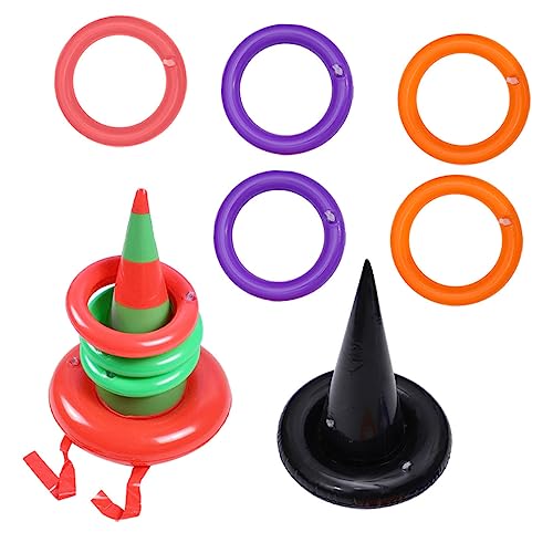 BRIGHTFUFU Games Inflatable Witch Hat Toss 10 Pcs Set for Christmas Party Activities