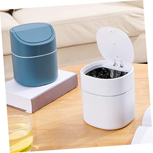 Mini basurero pequeño rectangular para escritorio azul miniatura 3