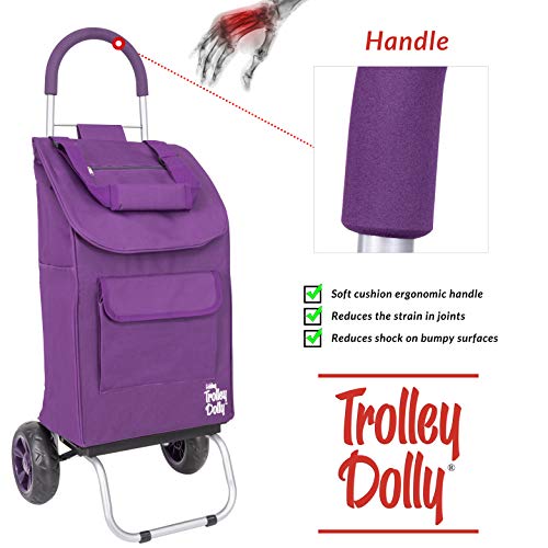 Dbest Products Trolley Dolly Purple Foldable Shopping Cart For Groceries With Wheels And Removable Bag And Rolling Personal Handtruck Standard, 1 Unit #TOP1