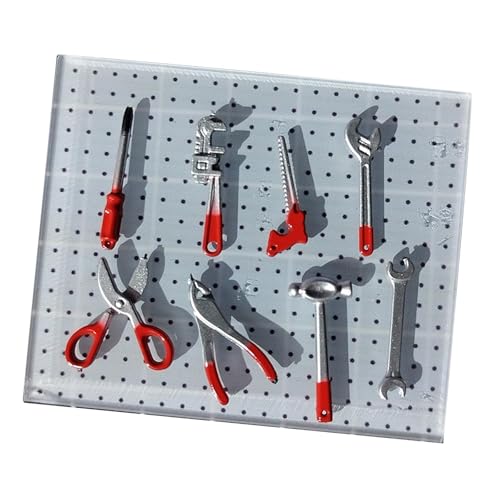 DYNWAVE 8 Pieces 1/64 Garage Tools Set with Pegboard for Architecture Model Mini 1/64 Scale Garage Accessories Auto Shop Repair Tools, Red