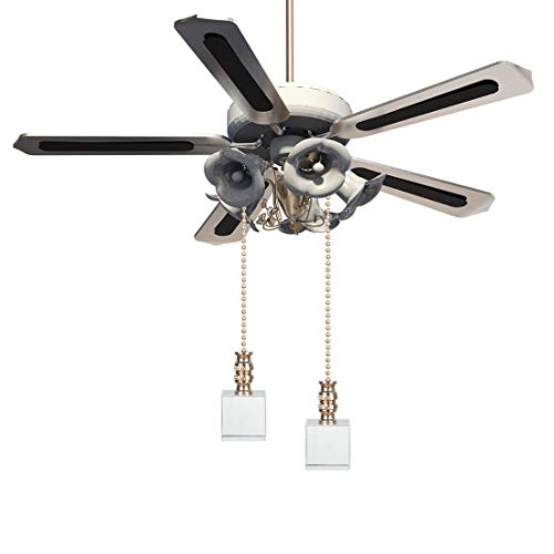 Image of Ceiling Fan Pull Chain, Fan Pulls Set with Connector, 2 Pack Crystal Clear Cube Fan Pull Extension for Light Fan Chain