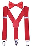 WDSKY Baby Boys Bow Tie and Suspenders Set Y Back Adjustable Red