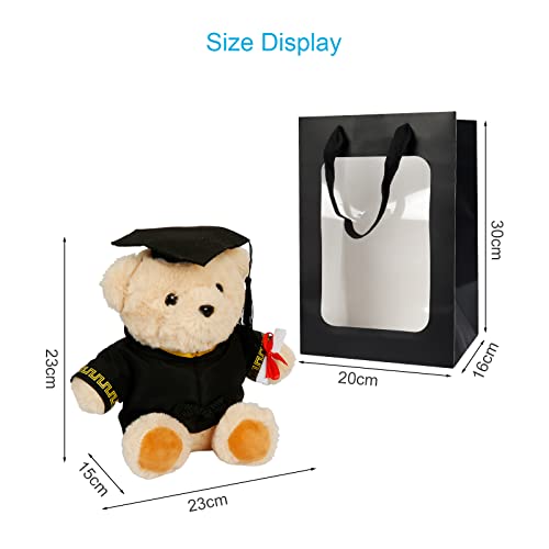 KATOOM Graduation Teddy Bear Gift 9 Inch Graduation Stuffed Bear Plush Toy Class of 2024 Graduation Bear Doll with Gift Bag for Kindergarten Elementary High School College Graduation