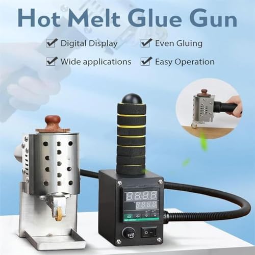 Hot Melt Glue Dispenser with Digital Display, Hand Push Adhesive Roller Machine, 50ml/150ml Capaci, Adjustable Temperature 50-220℃, Perfect for Crafting and DIY Projects