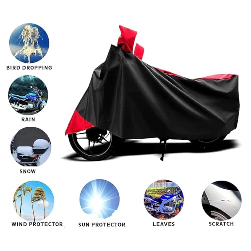 Image of New Royal enfields Classic 350 Water Resistant UV Protection & Dust Proof Full Bike - Scooty Two Wheeler Body Cover for Royal enfields Classic 350, Red Patta