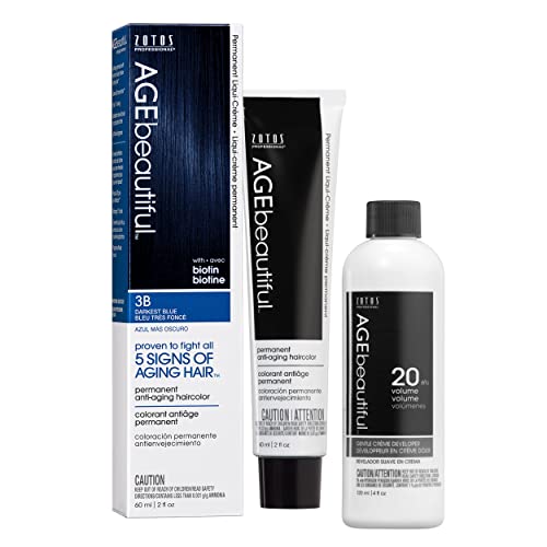 Image of AGE beautiful Permanent Hair Color Cream, 100% Gray Coverage Hair Dye with Biotin Anti-Aging Formula for Fuller, Thicker Hair, Professional Salon Quality