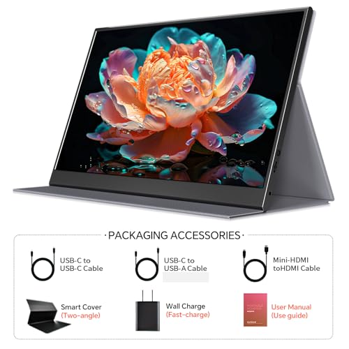 Image of WGK 15.6 inch Portable Monitor 4K UHD 100%sRGB Travel Display HDMI /USB-C Compatible with Laptops, Desktops, Phones, PS, Mac, Xbox, Switch, and Other Gaming Devices Kickstand & Speakers VESA Mountable