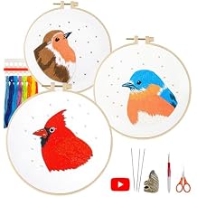 LX LERMX Embroidery Kits for Beginners, Adult Starter Cross Stitch Kit Needlepoint Complete DIY Kit with Unique Patterns, Hoop, Colorful Threads, Tools, Step by Step Instructions & Video Tutorial